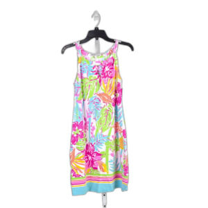 Barbara Gewit Tropical Floral Knit Tank Dress Resortwear Preppy Size M